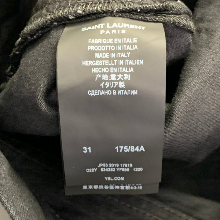 SAINT LAURENT Size 31 Black Denim Straight Slim Five Pockets Jeans