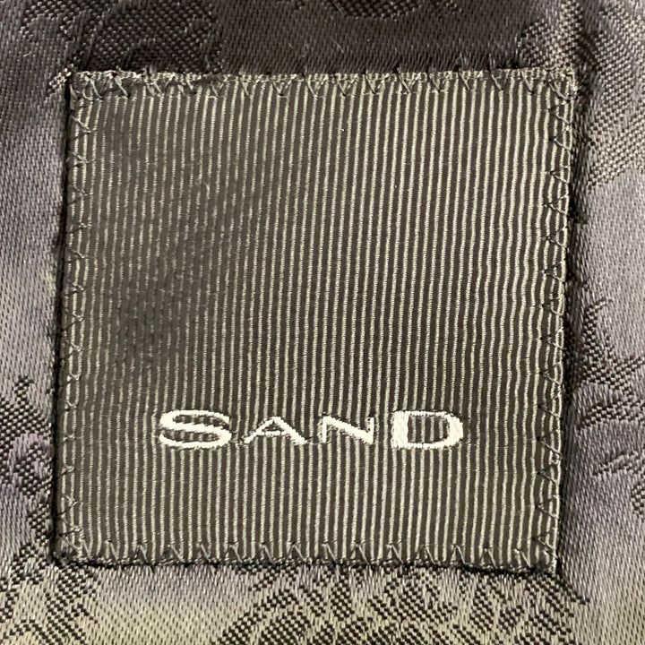 SAND Size 42 Black Wool Twill Notch Lapel Suit