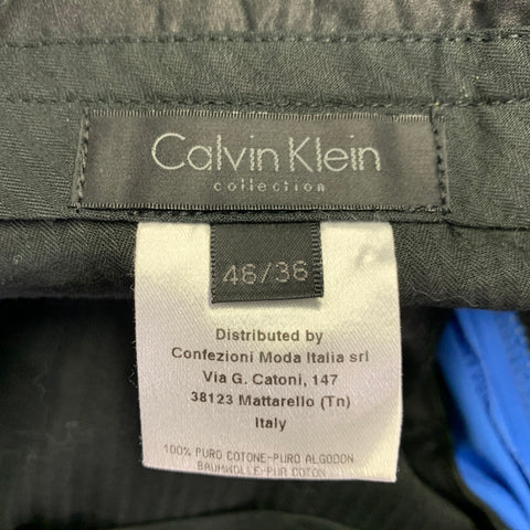 CALVIN KLEIN COLLECTION Size 31 Blue Cotton Flat Front Dress Pants