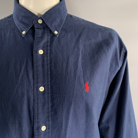 RALPH LAUREN Size XL Navy Cotton Long Sleeve Shirt