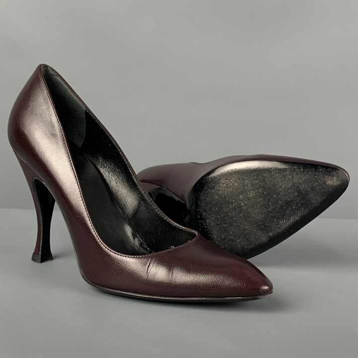 BALENCIAGA Size 6 Dark Burgundy Leather Classic Pumps