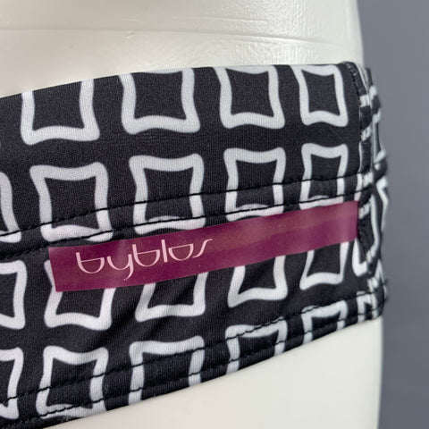 BYBLOS Size 36 Black White Squares Polyamide Blend Elastic Waistband Speedo