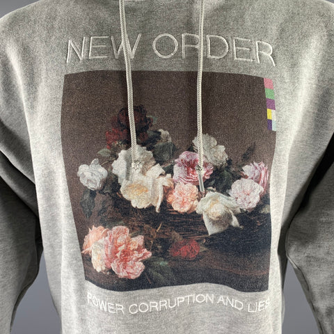 SANDRO Size S Grey New Order Cotton Blend Hoodie Sweatshirt