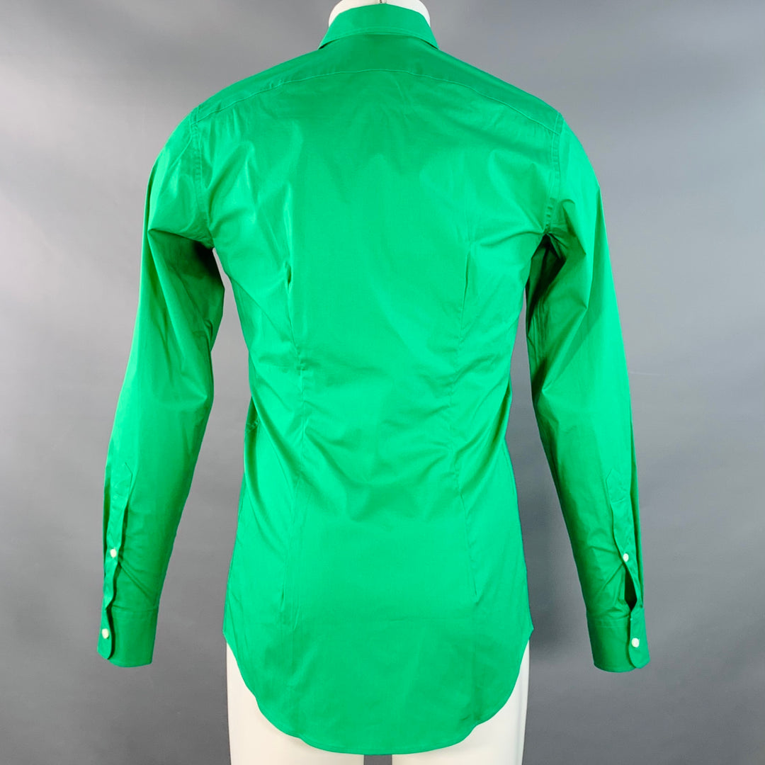 RALPH LAUREN Size S Green Cotton Blend Epaulets Long Sleeve Shirt