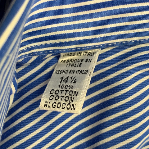 RALPH LAUREN Size S Blue White Stripe Cotton Spread Collar Long Sleeve Shirt