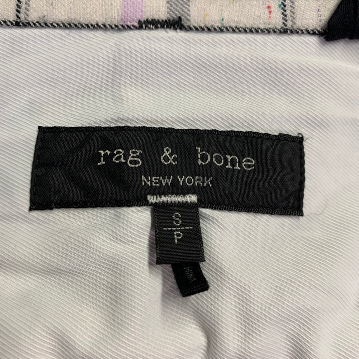 RAG & BONE Size S Black White & Purple Plaid Pointed Collar Long Sleeve Shirt