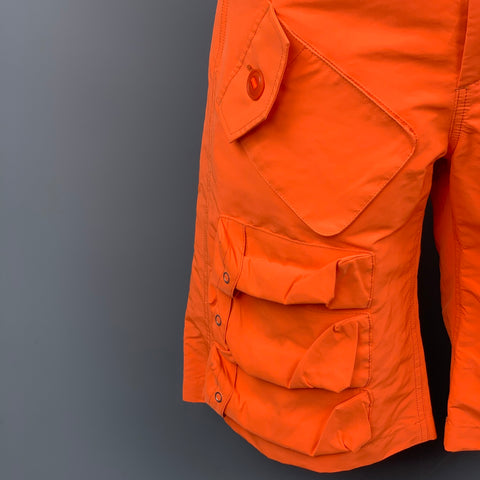 NICK WOOSTER x PAUL & SHARK  Size 32 Neon Orange  Polyethylene / Nylon Patch Pockets Cargo Shorts