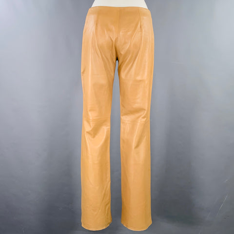 MICHAEL KORS Size 2 Tan Leather Bootcut Casual Pants