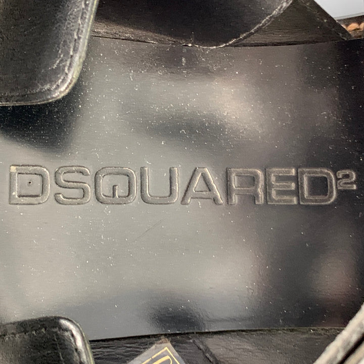 DSQUARED2 Size 8 Harley Black Silver Leather Buckle Sandals