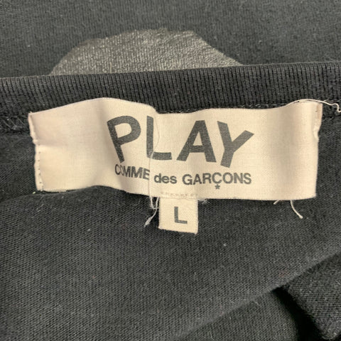 COMME des GARCONS Size L Black Heart Print Short Sleeve T-shirt