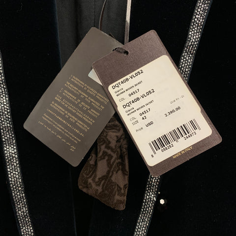 ROBERTO CAVALLI Size 6 Navy Cotton Velvet Notch Lapel Tails Blazer