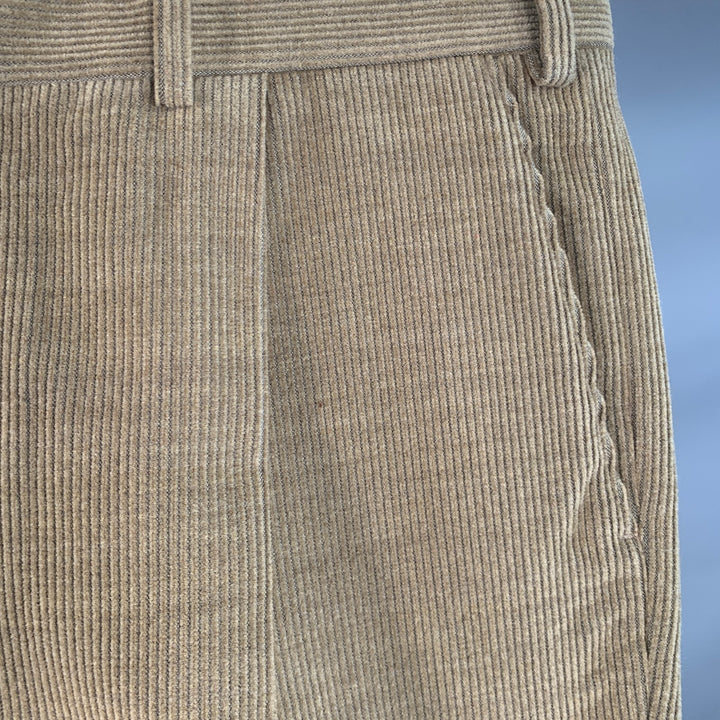 SAMUELSOHN Size 36 Tan Khaki Corduroy Merino Wool Pleated Zip Fly Casual Pants