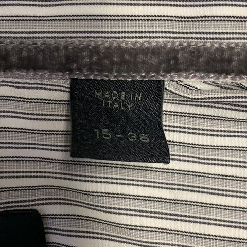 BURBERRY PRORSUM Size S White Grey Stripe Cotton One Pocket Long Sleeve Shirt