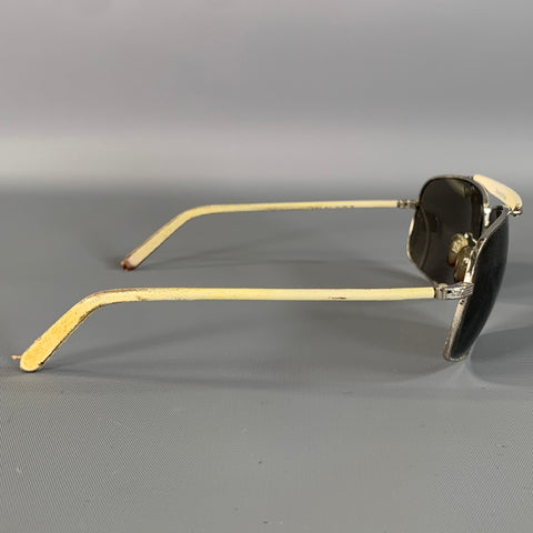 ERMENEGILDO ZEGNA Cream Silver Sunglasses