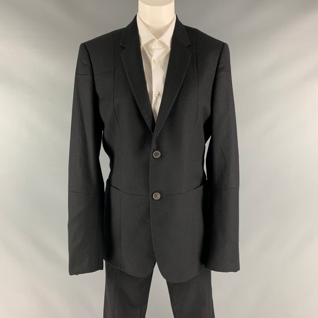 JIL SANDER Size 38 Black Patchwork Wool Single Button Suit