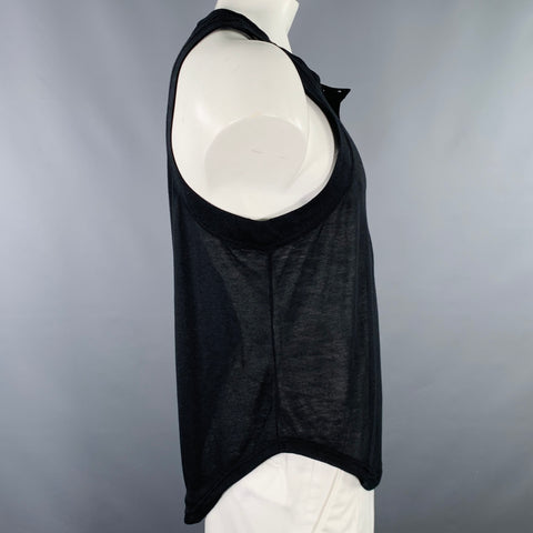 ECKHAUS LATTA Size L Cassius Nightfall Black Polyester Blend Buttoned Tank Top