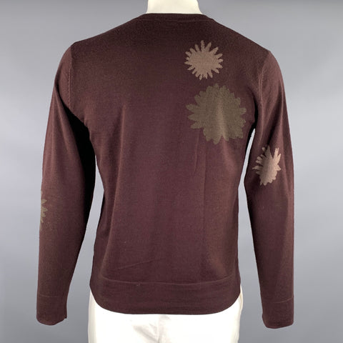 PS by PAUL SMITH Size L Brown Maroon Geometric Merino Wool Ribbed Pullover