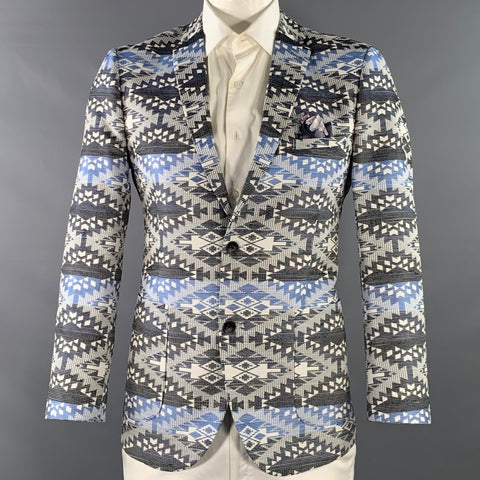 PAISLEY & GRAY Size 42 Navy White Black Woven Polyester Blend Slim Fit Sport Coat