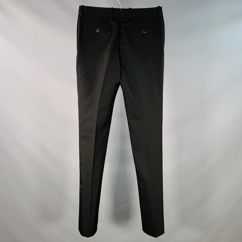 ALEXANDER MCQUEEN Size 30 Black Wool Barathea Flat Front Dress Pants