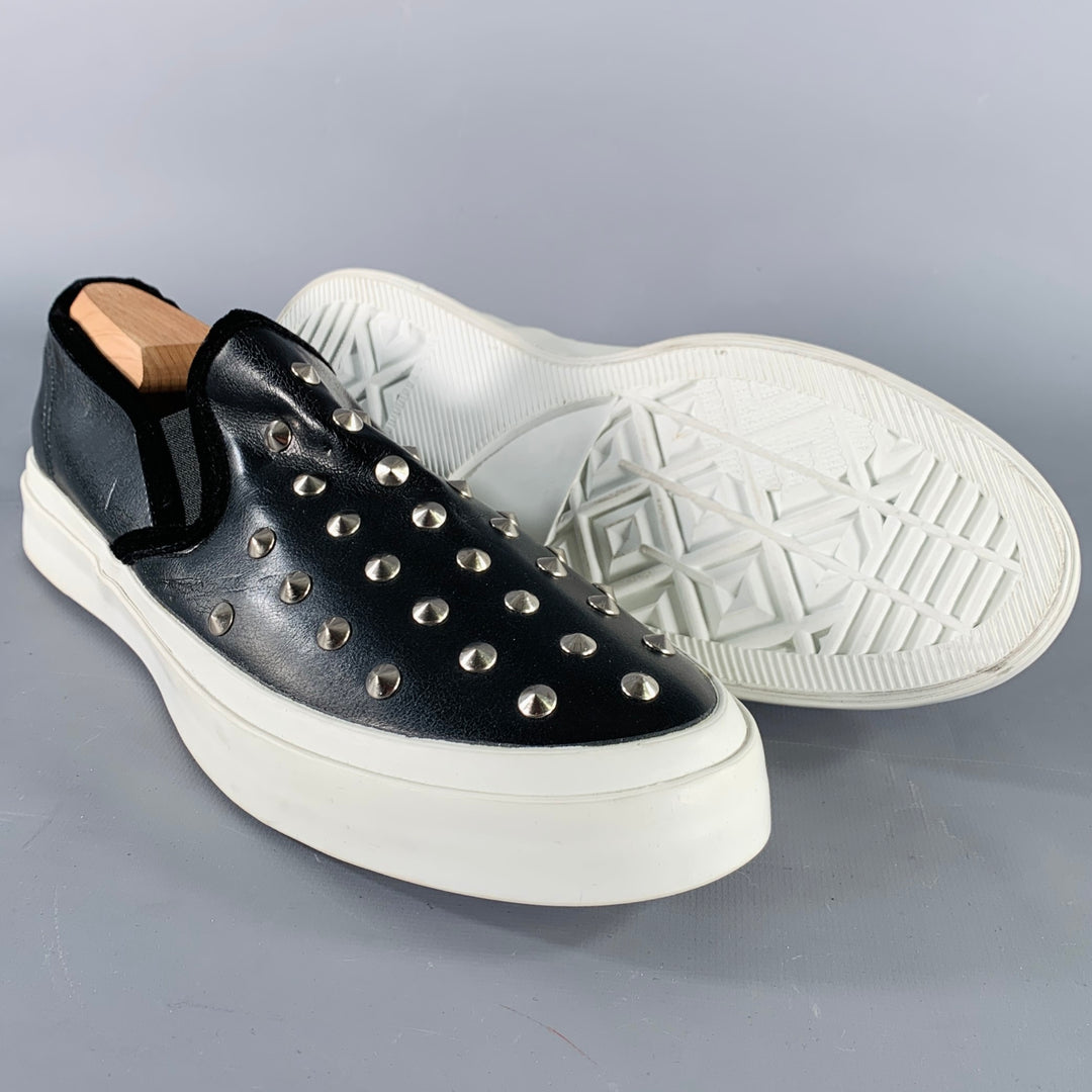 JUNYA WATANABE Size 9.5 Black Studded Leather Slip On Sneakers