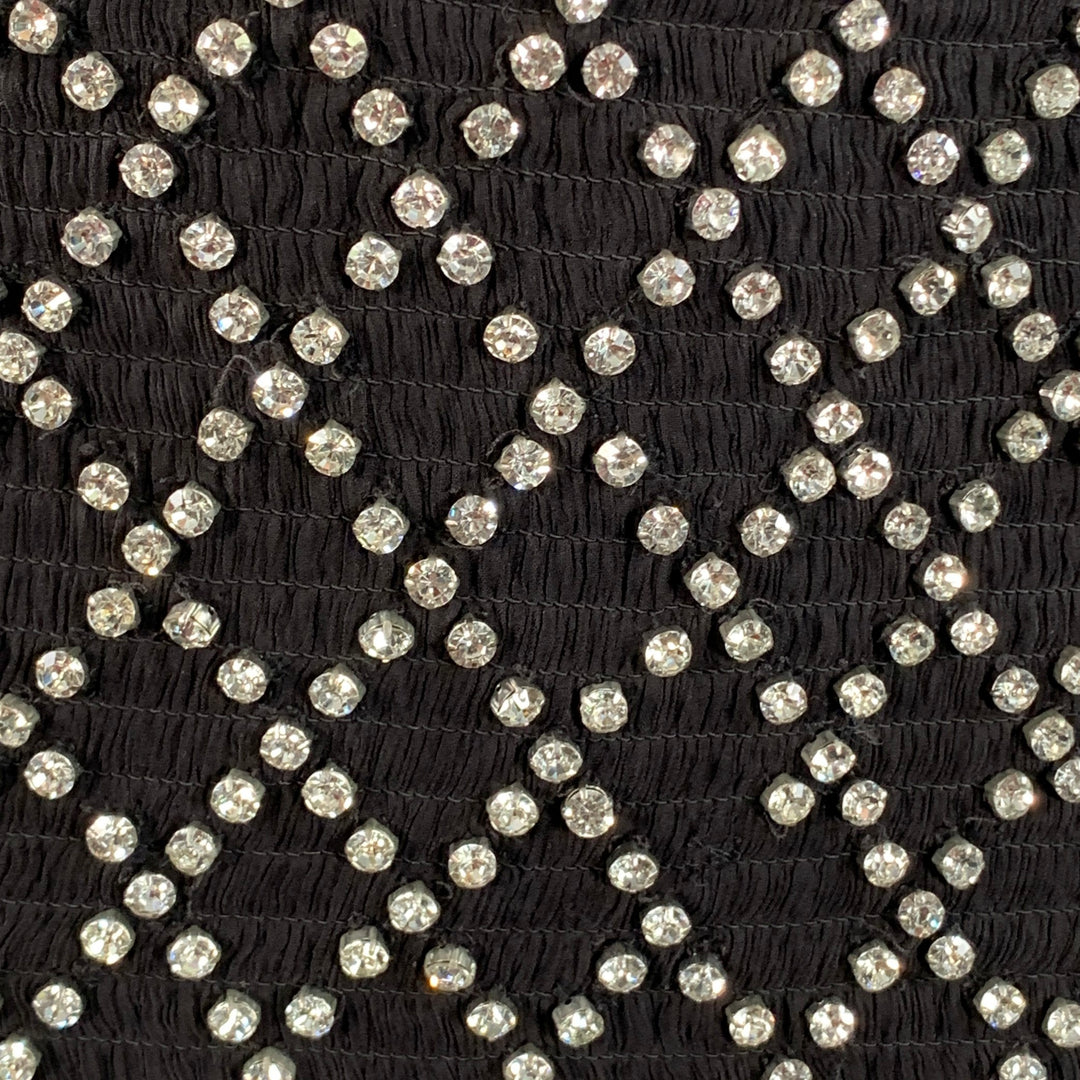 RETROFETE Size S Black Silver Viscose Crystal Embellishment Strapless Mini Dress