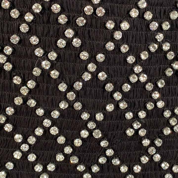 RETROFETE Size S Black Silver Viscose Crystal Embellishment Strapless Mini Dress