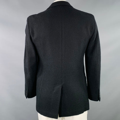 BILLY BLUE Size 42 Black Woven Virgin Wool Twill Single Breasted Sport Coat