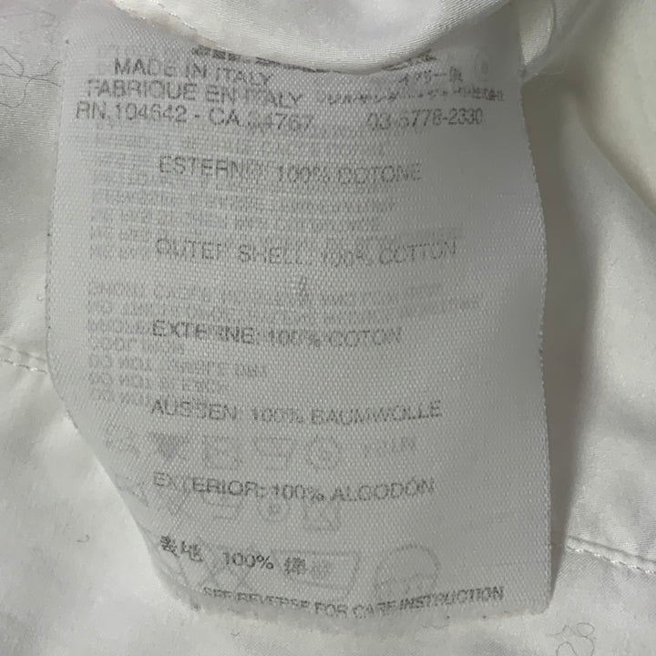 JIL SANDER Size 42 White Ruffled Cotton Tuxedo Long Sleeve Shirt