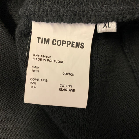 TIM COPPENS Size XL Black Orange Graphic Cotton Crew Neck Sweatshirt