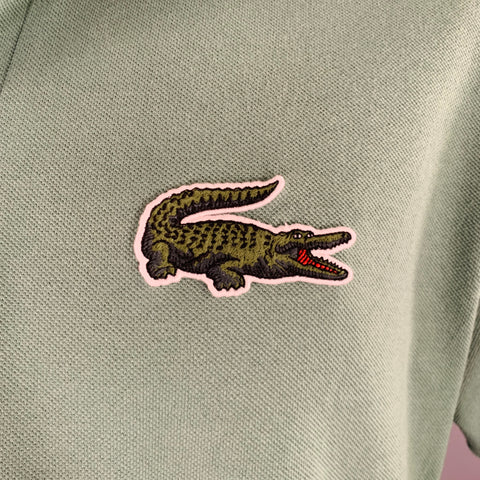 LACOSTE Size M Green Cotton Loose Fit  Large Patch Polo