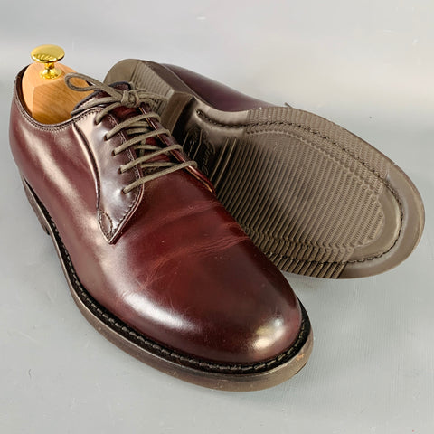 BRUNELLO CUCINELLI Size 8 Burgundy Leather Derby Lace-Up Shoes
