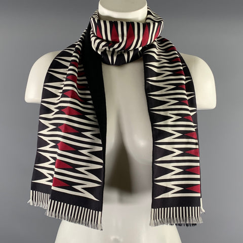HAIDER ACKERMANN Black White Geometric Scarves