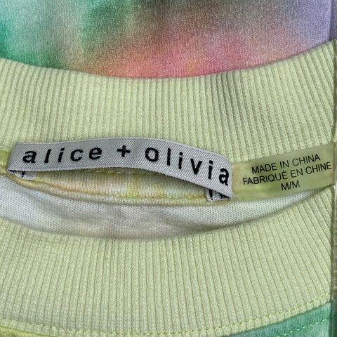 ALICE + OLIVIA Size M Yellow Multi Color Cotton Tie Dye Oversized Crew Neck T-Shirt