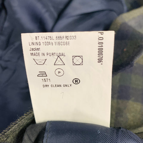 NIGEL HALL Size 40 Green Navy Checkered Wool Notch Lapel Sport Coat