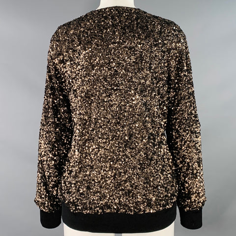 LAFAYETTE 148 Size S Black Gold Nylon Sequined V-Neck Pullover