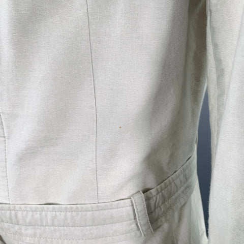 YOHJI YAMAMOTO Size XL Light Grey Cotton Belted Coat