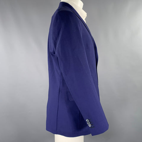 MAGARI Size 40 Blue Virgin Wool Notch Lapel Sport Coat