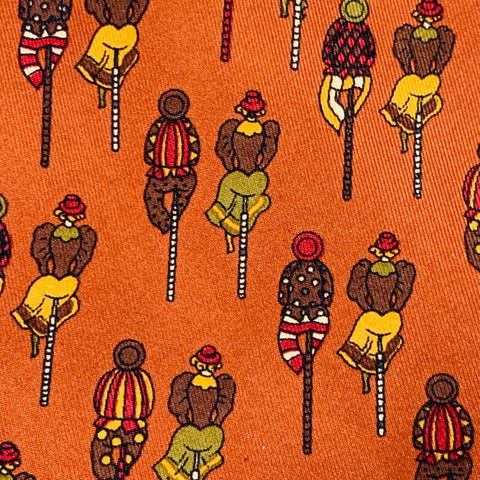 SALVATORE FERRAGAMO Brown Rust Figures Silk Tie