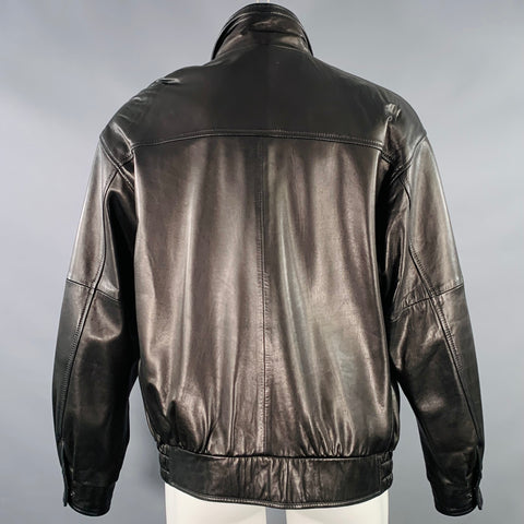 REMY CUIR Taille 40 Blouson en cuir noir zippé à boutons