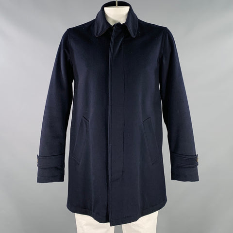 GOLDEN BEAR Size L Navy Wool Zip Buttons Coat
