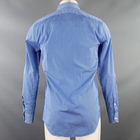 RALPH LAUREN Size S Blue White Stripe Cotton Spread Collar Long Sleeve Shirt