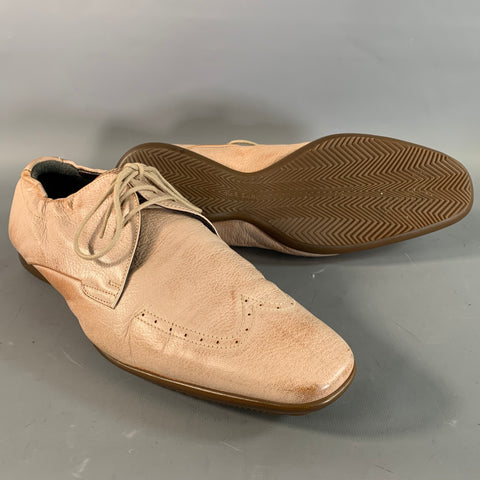 PAUL SMITH Size 10 Beige Cream 5143/LAN Faded Leather Oxford Lace Up Shoes