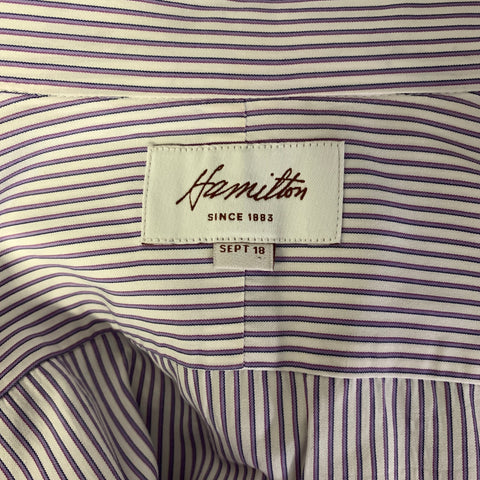 HAMILTON Size S Purple White & Blue Stripe Spread Collar Long Sleeve Shirt