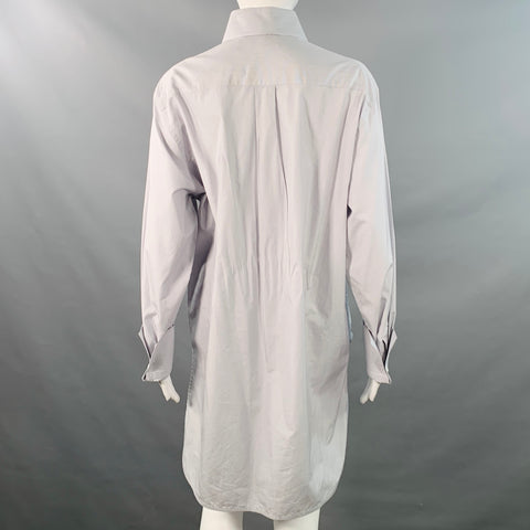 THE ROW Size M Blue White Cotton Stripe Oversized Hidden Placket Shirt