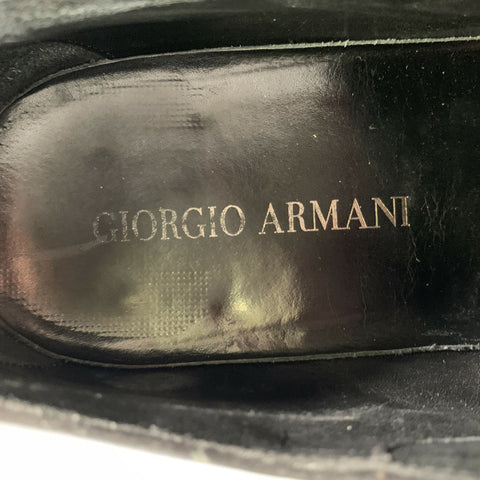 GIORGIO ARMANI Size 9.5 Black Textured Leather Round Toe Lace Up Shoes