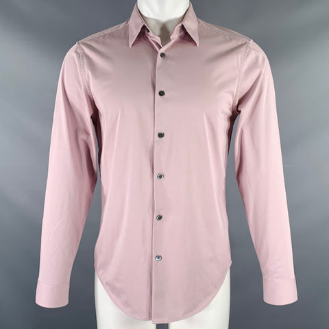 THEORY Size M Pink Blush Cotton Polyester Button Up Long Sleeve Shirt