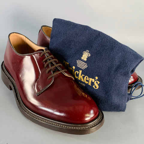 TRICKER'S Size 8 Robert Burgundy Bookbinder Leather Derby Lace-Up Shoes