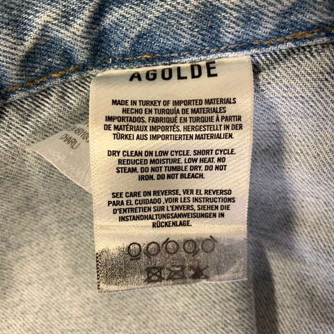 AGOLDE Size M Silver Metallic Cotton Trucker Jacket