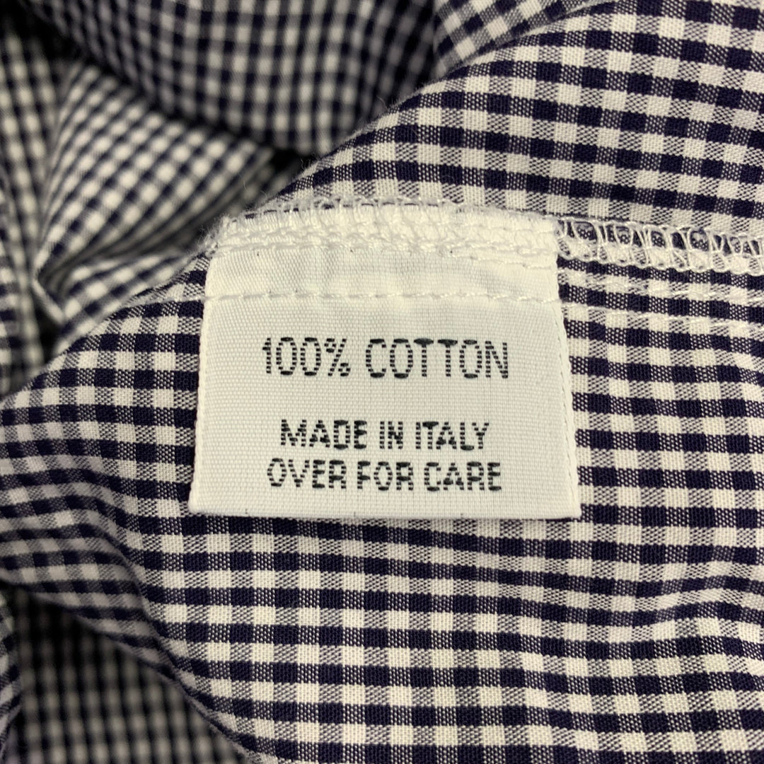 ALESSANDRO GHERARDESCHI Size M Black White Checkered Cotton Raw Edge Trim Short Sleeve Shirt