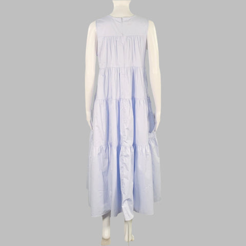 CO Size XS Blue Light Cotton Tiered Sleeveless Dress